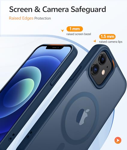 Image of FNTCASE for iPhone 13 Mini Case: for iPhone 12 Mini Case [Compatible with Magsafe] Translucent Matte Magnetic Phone Cover - Military Grade Drop Protection Shockproof Protective Cases - Blue
