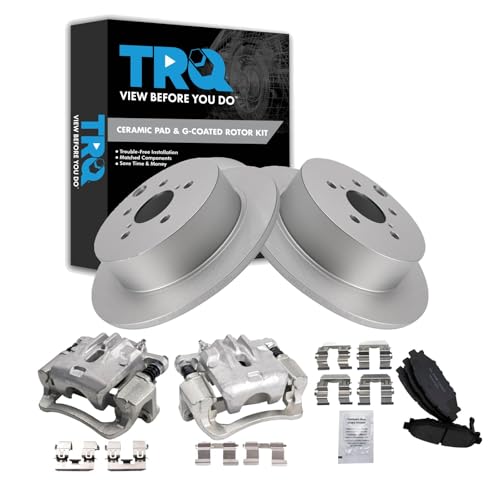 Image of TRQ Rear Brake Pad and Rotor Set Ceramic Coated Rotors Calipers | For 2014-2018 Subaru Forester 2012-2019 Impreza 2013-2015 XV Crosstrek 2016-2019 Crosstrek