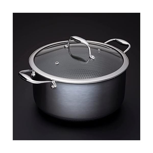 HexClad Hybrid Nonstick 8Quart Stockpot with Tempered Glass Lid