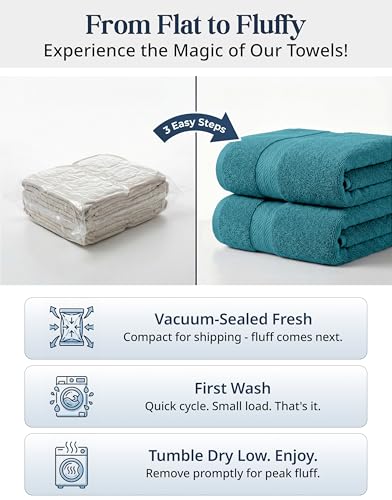 Image of LANE LINEN Luxury Cotton Bath Towel Set of 6 - Soft, Absorbent & Quick Dry - 2 Bath, 2 Washcloths, 2 Hand Towels for Bathroom - OEKO TEX Certified - Smart & Durable Choice for Every Home - Sea Port