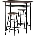 HOMCOM Ensemble Table de Bar Design Industriel + 2 tabourets MDF Imitation Bois Noyer métal Noir
