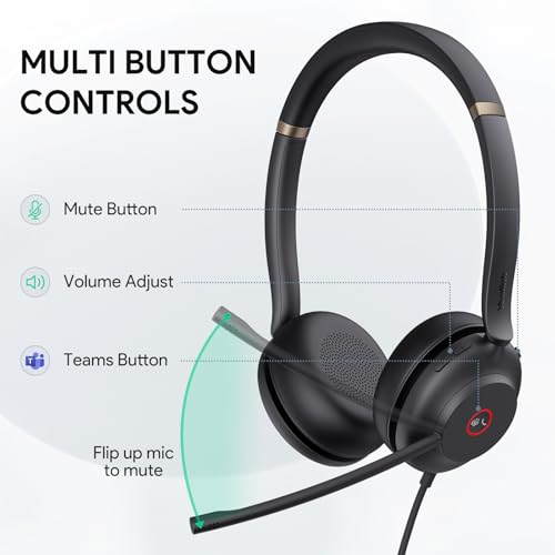 Yealink UH37 USB Headset with Noise Cancelling Microphone,Wired Headset for PC Laptop,Teams Certified,USB-A & USB-C Cable,Works with Zoom and Other Leading UC Platforms - Image 5