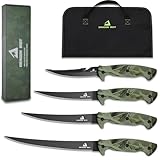 DRAGON RIOT Fish Fillet Boning Knife Set for Meat Cutting, Ultra-Sharp German Stainless-Steel Fishing Knife, Fresh or Saltwater, with A Durable Storage Bag and A Sharpenning Tool