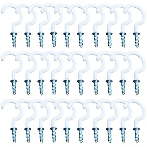 30 Pcs Vinyl Coated Screw-in Cup Hooks Cover