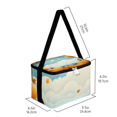 GzLeyigou Lunch Bags for Women Men 9 Cans,Pumpkin Frame Hot & Cold Food Delivery Bag Insulated Grocery Bag Insulated Lunch Box Cloud Cooler Bag for Office Work Picnic Beach