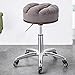 FGDFGDG Tabouret pivotant sur roulettes Tabouret Chaise pivotant Coiffeuse Chaise à roulettes Patins pour Chaise de Bureau avec Assise en Coton épais Marron, Réglable en Hauteur 42-55 cm Chaise