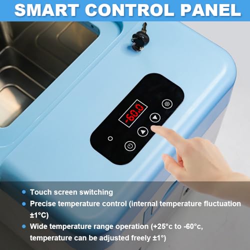 -60℃/-76 °F Ultra-Low Temperature Freezer Protable 22L Lab Cryogenic Freezer Samples Flash Freezer for Laboratory Storage,12V ~240V AC Compatible, Adjustable Voltage (Green)
