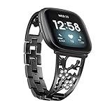 Mtozon Stainless Steel Bracelet Compatible with fitbit Sense/Versa 3, Women Bling Replacement Bands...
