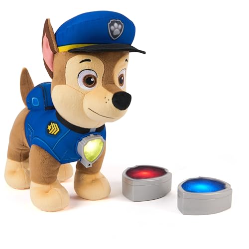 Paw Patrol Room Patrol Chase Interactive Plush Toy with Over 75 Sounds, Light-Up Badges, and 3 Play Modes, Kids Toys for Boys & Girls Ages 3 and Up