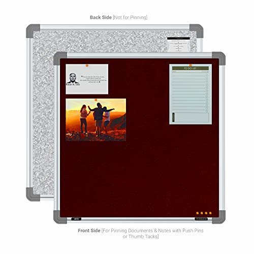 Image of Scholar Art Metis 2x2 Feet Fabric Pin-up Board for Wall & Study Table | High Strength Velvet Cloth + High Density Soft Board for Pinning Photos, Sticky Notes & Reminders (Maroon)