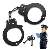 BIUTOBE Manette per Bambini, Manette della Polizia in Acciaio Inossidabile con 2 Chiavi, Giochi di Ruolo per Feste della Polizia, Manette di Metallo per Bambini, Adatte a Bambini dai 6 Anni (Nero)