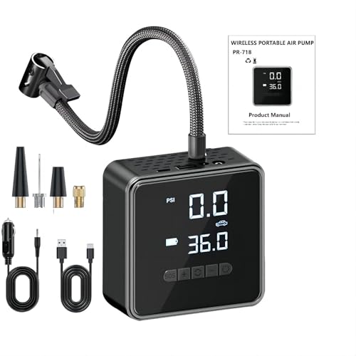 【Fanwer】【大功率&高速充填】デジタル空気入れ 充電式 電動空気ポンプ 車/バイク/自転車/ボール対応 自動停止 携帯 緊急用 タイヤ膨らまし器 アウトドア 家庭用 5分充填 強力モーター セット (静音モデル)