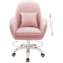 Cute Vanity Chair, Midback Adjustable Home Computer Executive Chair, Velvet Task Chair with Adjustable Height & Swivel Wheels