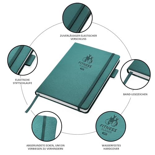 BIROYAL Premium Gym Buch für Hochintensiv-Trainierende, Täglicher Platz für 12 Kraftübungen & 5 Cardio-Sessions, Trainingstagebuch, Trainingsbuch Krafttraining, Fitness Journal für Gym, Heimtraining