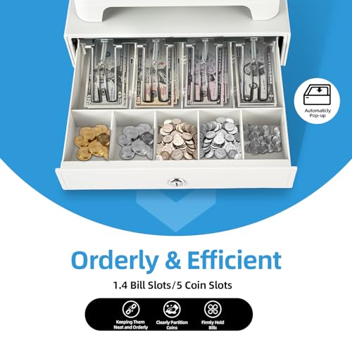 WXLTSGM Electronic Cash Register POS System Cash Register with Drawer Box, 48 Keys 8 Digital LED Cash Register Commercial Cash Register Printer for Retail Restaurant - Thumbnail 2