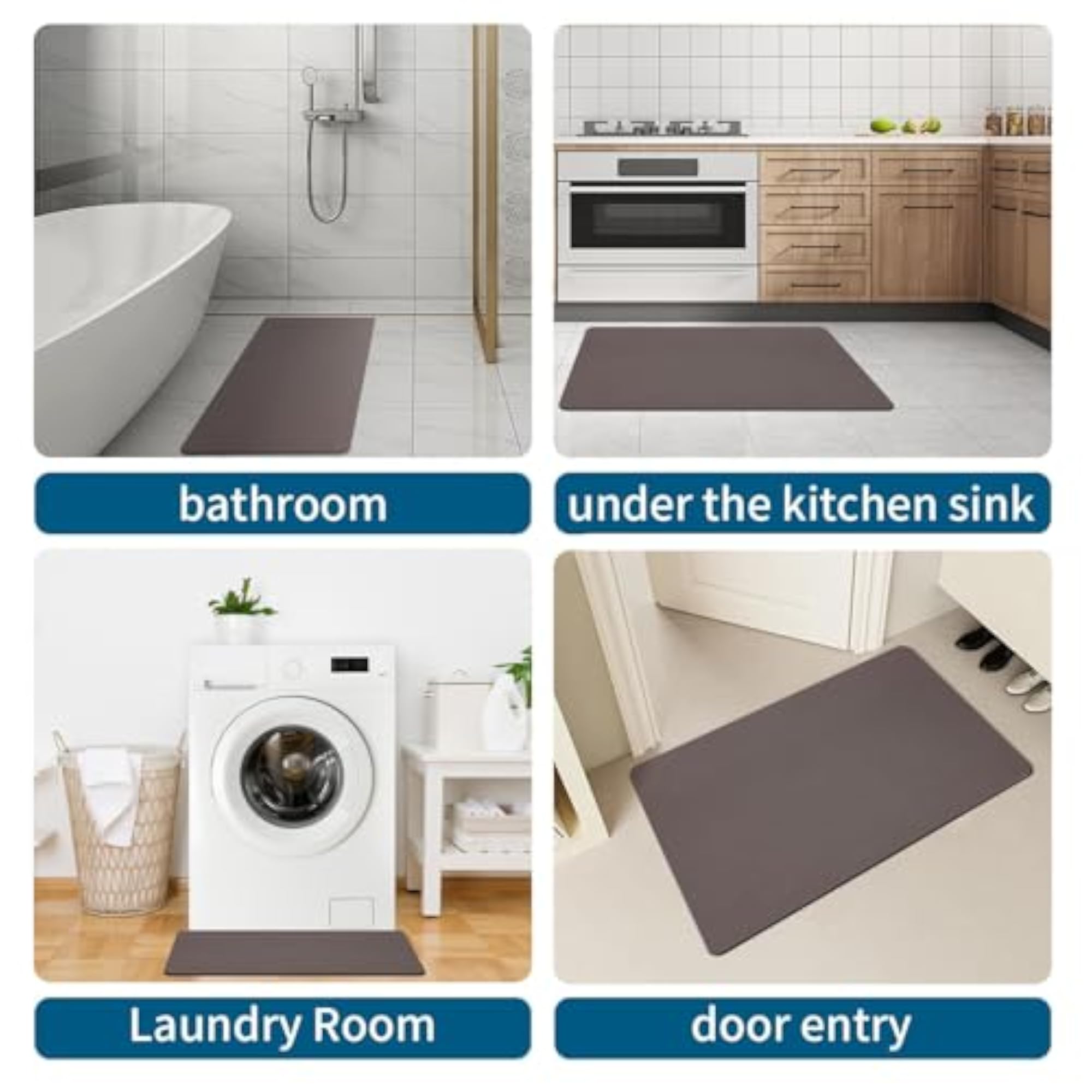 Rubber Bath Mat, Non-Slip and Quick Dry