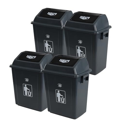Caneca de basura gris de plástico 6 galones, pack de 4