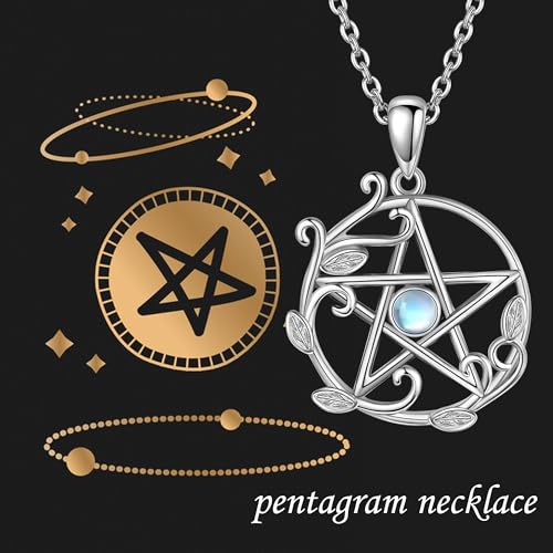 Collar Pentagrama Plata S925 Joyería Wicca para Mujeres Collar Pentagrama Plata S925 Joyería Wicca para Mujeres