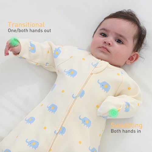 Image of Amrcbb 2 Pack Transitionsl Baby Swaddling Sacks with Arms Up & Sleeves, Mitten Cuffs, 2-Way Zipper, Sleep Sacks Blanket for Newborns - Calms Startle Reflex, Newborns Baby Boys & Girls Sleep Bag