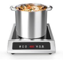 1800W Commercial Induction Cooktop, 120V Stainless Steel Electric Countertop Burner with Digital Touch Panel, 3-Hour Timer - Portable Hot Plate for Restaurant, RV or Food Truck