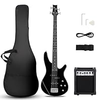 OUTSTANDING SOUND: This electric bass guitar features 1 split single coil pickup and 1 single pickup, combined with 2 volume and 2 tone control knobs to create richer tones. The headstock adopts a dual adjustment lever and a stabilization system, whi...