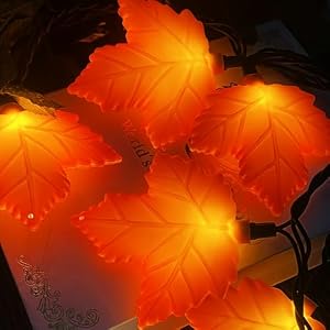 Fall Decorations Lights, 8.5Ft Outdoor Thanksgiving Decorations Lights with 10 LED Orange Maple Leaves Light, Hanging Orange Halloween String Light for Home Garland Autumn Harvest Thanksgiving Decor Fall Decorations Lights 85Ft Outdoor Thanksgiving Decorations Lights with 10 LED Orange Maple Leaves Light Hanging Orange Halloween String Light for Home Garland Autumn Harvest Thanksgiving Decor