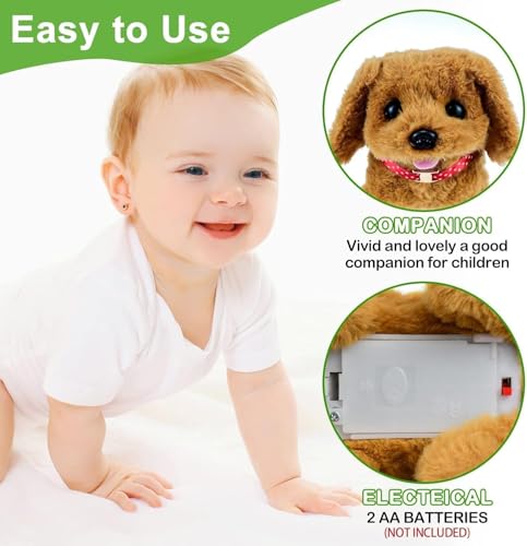 Hund Spielzeug KinderHund mit Leine der Läuft und Bellt for Kinder Electronic Interactive Walking Barking Dog Laufender HundSpielzeug Birthday Gift Present für Kinder ab 1 2 3 4 5 6 Jahre (brow)