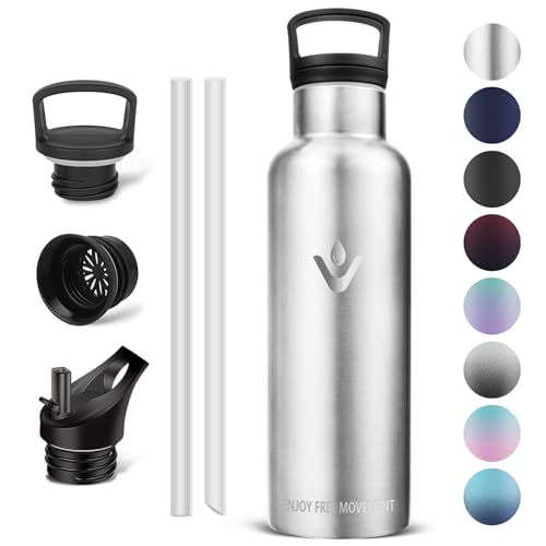 Vikaster Borraccia termica 500ml, Borracce acciaio inox, Borracce Senza Perdite, Borraccia con Cannuccia, Termiche Sportiva, Adulto, Scuola, Outdoor