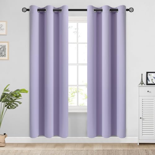 Image of COSVIYA Grommet Blackout Room Darkening Lilac Curtains 72 inch Length | Thick Polyester Light Blocking Insulated Thermal Window Curtain Drapes for Bedroom /Living Room,38x72 inches,2 Panels
