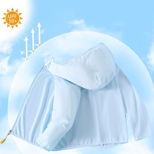 Generic Girls Boys Summer Solid Color Ice Hooded Zip Up Sun Protective Clothing Clothes for Kids Girls Boys3