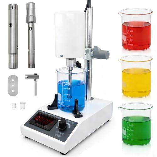 Protytan High Speed Homogenizer, Lab Mixer (2000-20000 RPM), Emulsification & Homogenizing Machine, 20-1200ml Capacity, Max Viscosity 5000mpas, Includes 2 Work Heads for Cosmetics & Food