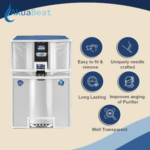 Image of Water Purifier Cover Compatible with Kent Sapphire RO+UV+UF+Inline+Alkaline - Dustproof, Waterproof, Oil Stain Protection, Transparent Front, Velcro Closure, Fits Wall-Mounted /Table-Top