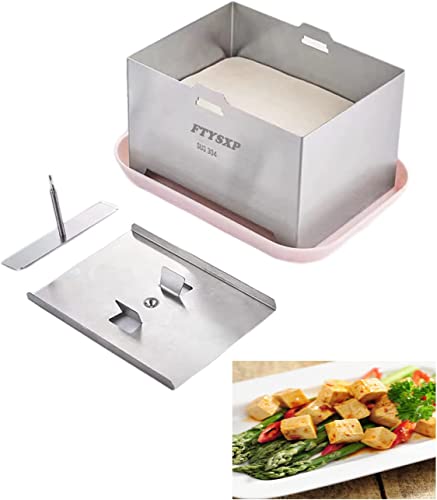 Tofu Press -304 roestvrij staal, veganistische tofu pers om water uit zijde te versnellen in 10-30 minuten voor vaste of extra stevige tofu zonder scheuren, BPA-vrije vaatwasser, veilig(16*16*12cm)