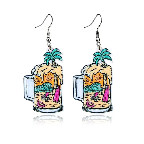 coadipress Lifelike 3D Simulation Beer Mug Dangle Drop Earrings for Women Acrylic Wine Glass Earrings Funny Food JUICE Earrings Creative Party Jewelry