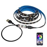USB RGB Streifen Mit Smart Bluetooth App Fernbedienung, Music Sync Steuerbar Timer Einstellung, Wasserdicht Lichter Verstellbare Helligkeiten Farbwechsel Für Schlafzimmer Küche TV Dekor (1M)
