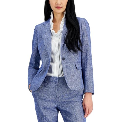 Anne Klein Womens Heathered Business One-Button Blazer