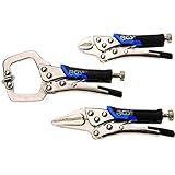Jeu de 3 mini pinces étau Comprend :- 1 pince à bec long et fin de 130 mm- 1 pince standard de 110 mm- 1 pince à grand dégagement de 135 mm Ces pinces de serrage vous seront utiles pour tous domaines d'applications de serrurerie, chaudronnerie, métallurgie, soudure, montage, carrosserie... Performances de serrage et performances des mors. Caractéristiques : Puissance de serrage réglable par molette. Déverrouillage d'une seule main, par ...