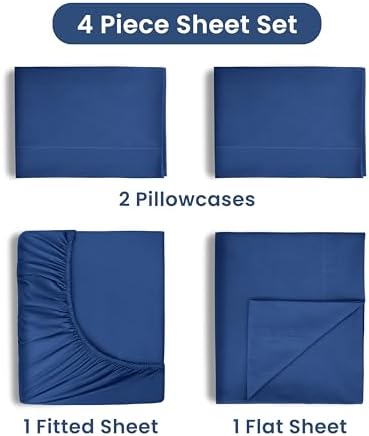 4 Piece Full Bed Sheets Set | Full Bed Sheets – Light Weight, Soft Breathable Sheets | Brushed Cotton Rich Blend | Secure-Fit, Wrinkle Resistant, Durable, Easy Care Bed Sheets | Comfy Sheets - Thumbnail 4