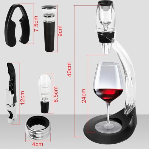 Miniatura 7 de Tosuto Decantador De Vino,Accesorios Para Vino,Decantador De Vino Con Soporte Para Brazo,Con Tapón De Vino Tinto,Cortador De Papel De Aluminio,Vertedor De Vino,Anillo Antifugas,Abridor De Botellas