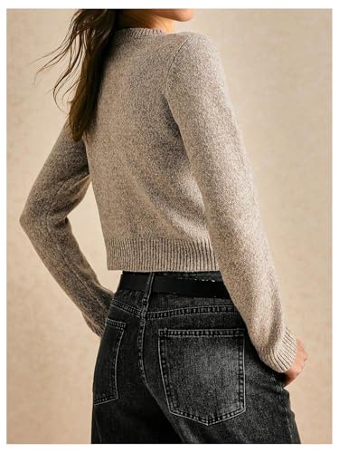 GORGLITTER Women's Button Down Sweater Cardigan Long Sleeve Crew Neck Crop Sweaters Outerwear2