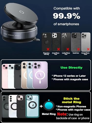Image of PLAYPULSE (1 Year Warranty) 2-Pack 360 Vacuum Magnetic Mobile Stand - Compact Suction Cup Phone Mount for Hands-Free Use in Gym, Shower, or Mirror - Fits All Smartphones (Non-Extended)