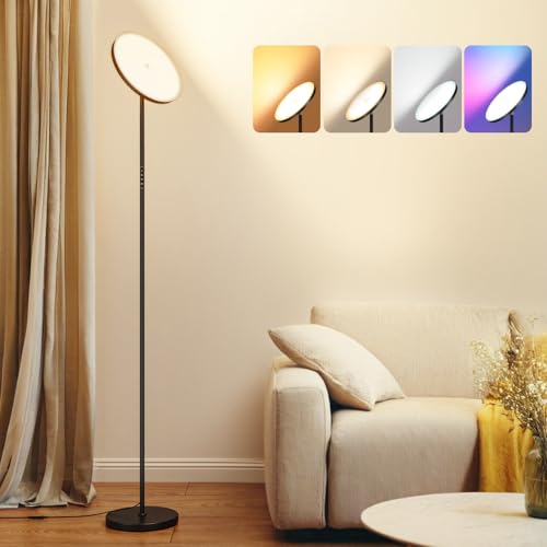 OTREN Lampara de Pie, RGB Lampara de Pie Salon LED Regulable con Mando a Distancia y Control Táctil, 36W Lámpara de Pie de Estar Dormitorio Oficina