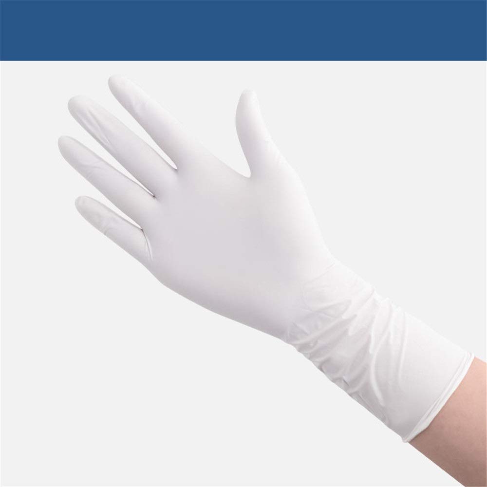 Guanti Guanti monouso Guanti da Lavoro in Gomma Sottili Resistenti all'Usura, Piccoli/Medi/Grandi (100 Confezioni) (Color : White Nitrile 100pcs, Size : S)