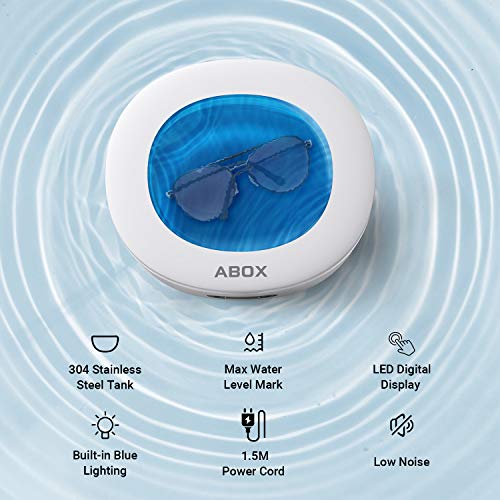 Ultrasonic Jewelry Cleaner, ABOX Professional Cleaning Machine 25 Ounces/750ML with Digital Timer and Clear Lid, Eyeglasses, Rings, Dentures Cleaner GT-F6 - Thumbnail 5