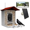 KAJFHIAQ Smart Bird Feeder with Camera,2.1L-with Camera with AI Identify Birds Species & Solar Panel, 2K Live View, Chew-Proof & Waterproof Design, Real-Time App Alerts, Gift for Bird Lovers (Red)