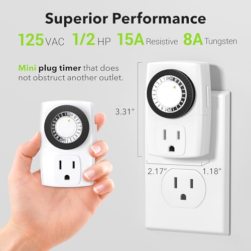 BN-LINK BND-60/U47 Indoor Mini 24-Hour Mechanical Outlet Timer, 3-Prong, 4-Pack - Thumbnail 5