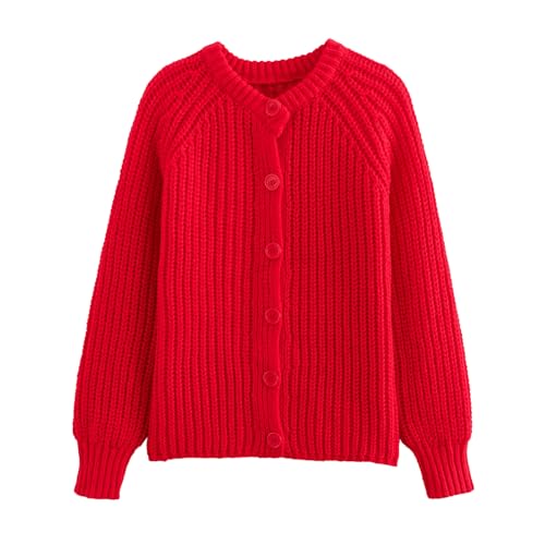 Image of KEOMUD Women's Long Sleeve Cardigan Sweaters Spring Casual Crewneck Button Down Chunky Knit Cardigans