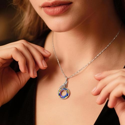 Image of Kate Lynn inchRise From the Ashes Phoenix Necklace Made with Crystals from Austria, 18 inch+2 inch Necklace, Packaged with Jewelry Box, Birthday Gift for Women, Symbol of Luck and Renewal