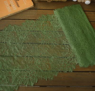 Koronka rzęsowa Vintage, Koronkowa taśma do rzęs wielokolorowa, opakowanie 3 jardów, szerokość 35 cm, do samodzielnego szycia(Grass green)
