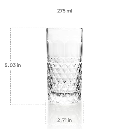 Image of CELLO Unity Hi-Ball Glass Set of 6 Pcs 275ml, Transparent | Freezer & Fridge Safe, Leadfree Dishwasher Safe Toughened Crystal Clear Glasses Set For Drinking Water Juice Milk Cocktail Mocktail Coldrink